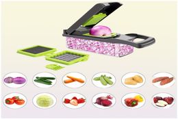 Outils de légumes de fruits 13in1 Chopper alimentaires multifonctionnels S oignon Slicer Cutter Dicer Veggie avec 7 lames 2211111904234