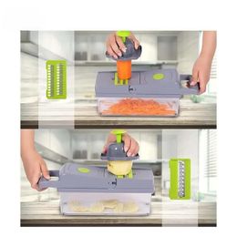 Fruit Vegetable Tools 14 In 1 multifunctionele groenteglicier Cutter Chopper Dicer voor ui, knoflook, wortel, aardappel, tomaat, fruit, salade