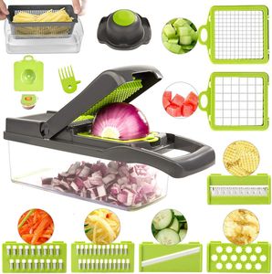 Outils de légumes fruits 14 en 1 coupe-légumes multifonctionnel déchiqueteuses trancheuse avec panier hachoir à fruits pommes de terre râpe à carottes trancheuse outils mandoline 230328