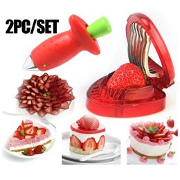 Fruit Groente Gereedschap 1 Pc 2 Stuks Keuken Gadget Aardbei Slicer Cutter Corer Huller Blad Stem Remover 230906