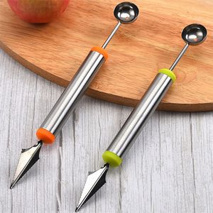 Fruit Groente Gereedschap 1pc Roestvrij staal Dubbelzijdig Watermeloen Scoop Golfmes Ijs Dessert Keuken DIY Accessoire Gadget 230919