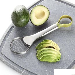 Outils de fruits et légumes 2-en-1 Trancheur d'avocat Karité Corer Beurre Éplucheur Coupeur PP Séparateur Couteau en plastique Accessoire de cuisine Livraison directe Ot8Vq