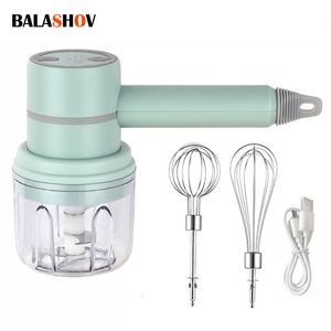 Fruit Vegetable Tools 2in1 Oplaadbare knoflook Ginger Chopper Electric Egg Beater Glanse Automatisch vlees Voedsel Machine Handheld Mix Keukengereedschap 230329