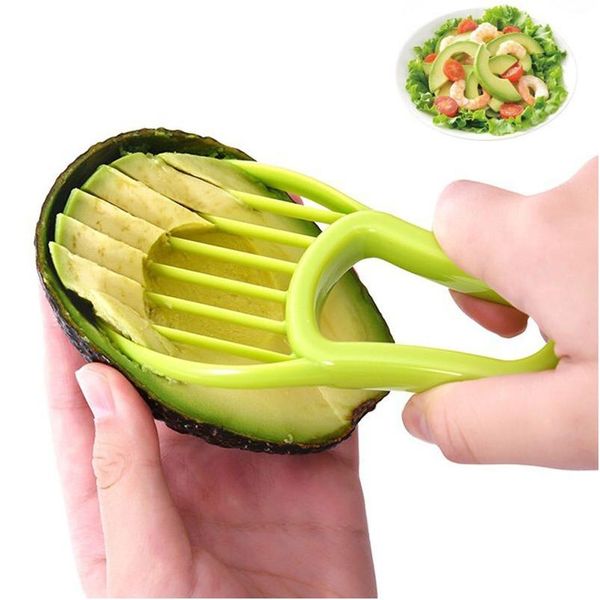 Herramientas de frutas y verduras 3 en 1 Cortador de aguacate Herramientas vegetales Karité Corer Mantequilla Pelador de frutas Cortador PP Separador Cuchillo de plástico Cocina Otmgf