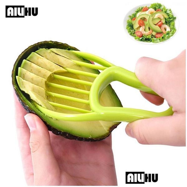 Herramientas de frutas y verduras 3 en 1 Cortador de aguacate Shea Corer Mantequilla Peeler Cutter PP Separador Cuchillo de plástico Gadgets de cocina Drop Delive DHQdj