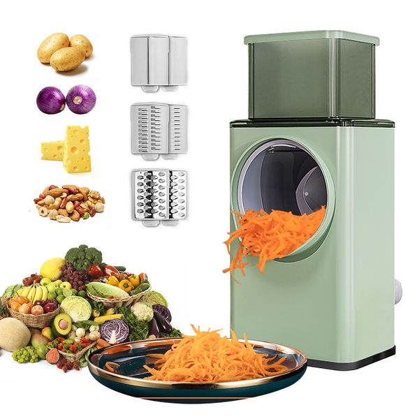 Herramientas de frutas y verduras 3 en 1 Cortador de verduras manual Cortador de papas Rallador de queso rotatorio Veggie Chopper Peeler Maker Machine Accesorios de cocina Herramientas 230714