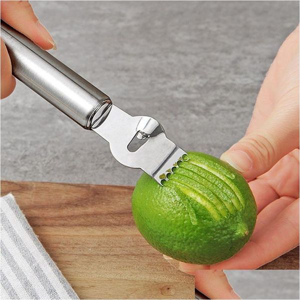 Outils de fruits et légumes 3 en 1 Râpe à citron en acier inoxydable Éplucheur d'orange Couteau à éplucher les agrumes Outil Gadget de cuisine Accessoires Drop Delive Otxti