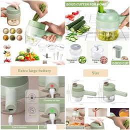 Outils de fruits et légumes 4 en 1 trancheuse électrique portative rechargeable par USB robot culinaire portable ail piment oignon céleri gingembre me dro ot9x2