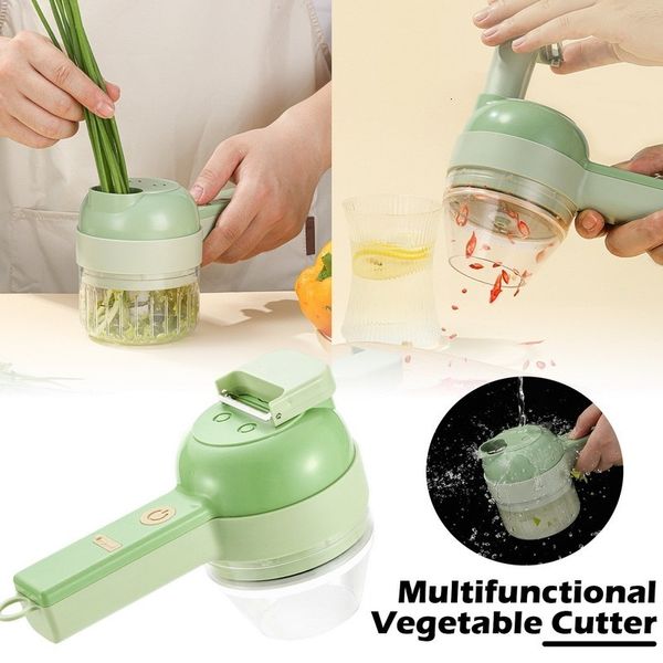 Herramientas de frutas y verduras 4 en 1 Multifunción Picadora de alimentos Cortadora Eléctrica 40W Cortador Masher Inalámbrico Trituradora de ajo Molinillo Gadgets de cocina 230201