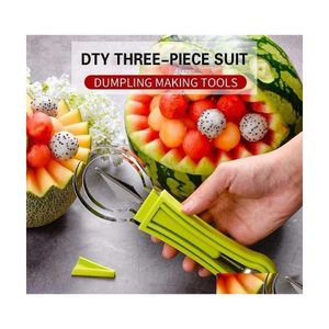 Fruitgroentegereedschap 4 in 1 watermeloen slicer cutter schep snijmesschotel graaf pp scheidingsgadgets accesses drop deli dh85v