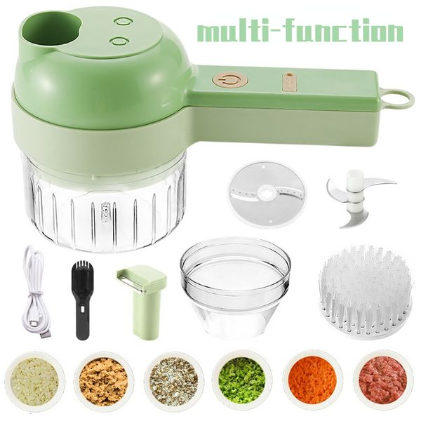 Fruits Légumes Outils 4In1 Multifonctionnel Électrique Cutter Trancheuse Ail Boue Masher Chopper Couper Presser Mélangeur Tranche De Nourriture 230706