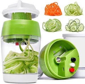 Outils de fruits et légumes 5 en 1 Portable Spiralizer Trancheuse à légumes Coupe-spirale réglable avec conteneur Courgette Noodle Maker Spiral Slicer 230511
