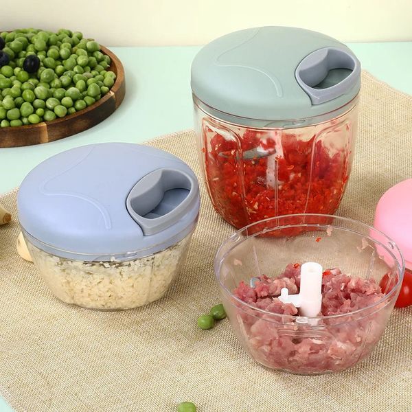 Herramientas de frutas y verduras 500/900 ML Picadora de ajo Picadora de carne manual Prensa manual Trituradora para herramienta de cocina Molinillo de verduras y cebolla Cortador de chile Masher 231207