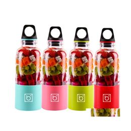 Herramientas de frutas y verduras 500 ml 2 cuchillas Licuadora portátil Exprimidor Hine Mezclador eléctrico Mini USB Procesador de alimentos Batido Taza Fabricante Jugo DHC7O