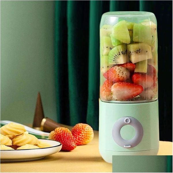 Fruits Légumes Outils 500Ml Électrique Juicer Outils Portable Smoothie Blender 6 Couteau Mini Mélangeurs Usb Sans Fil Rechargeable Mixer Dhtxk