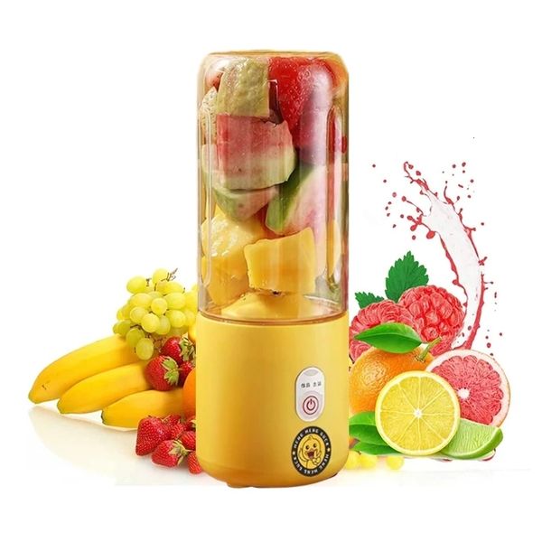 Herramientas de frutas y verduras 500 ml Licuadora portátil 6 cuchillas USB Recargable Mezclador de jugo fresco Taza de batido eléctrico Batido lindo Hielo Cru 230802