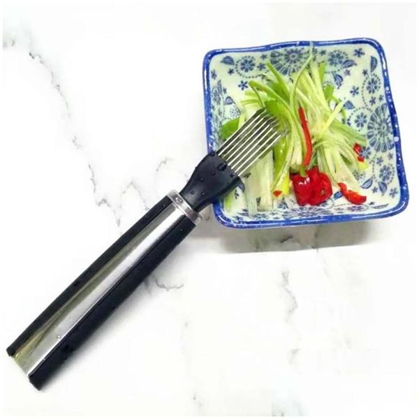 Outils de légumes de fruits Couteau d'oignon vert haché Cuisine Coupe Oignons Ail Sprout Coupeur râpé Cuisson paresseuse BH3047 Drop Livraison Dhzqp