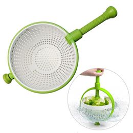 Fruitgroentegereedschap Inklapbare salade spinner Groentefruit Afwijkafvoer Non-Scratch Spinning vergiet Draai Water Drainer Basket Keukenaccessoires 230506