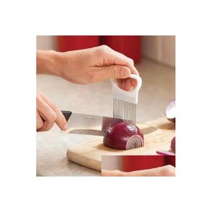 Utensilios para frutas y verduras Conveniente Herramienta de cocina para cocinar Cebolla Rebanadora de tomate Guía de ayuda para cortar Titular Cortador para rebanar Gadget Drop Deli Dhm8L