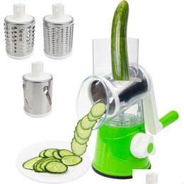 Herramientas de frutas y verduras Herramientas de frutas y verduras Slicer Manual Cocina Rallador Chopper 3 en 1 Cortador redondo Patata Zanahoria Espiralizador Hogar G Dha3S