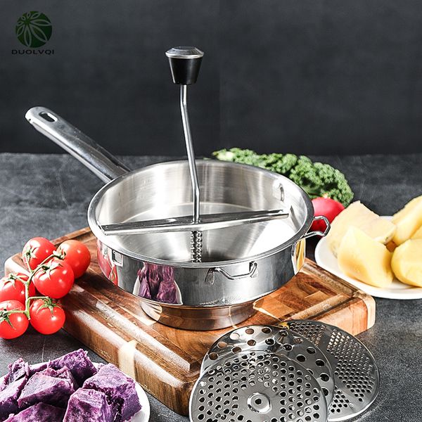 Herramientas de frutas y verduras Holaroom triturador de patatas calabaza puré de verduras herramienta de prensado molinillo de acero inoxidable frutas alimentos maceración accesorios de cocina 230511