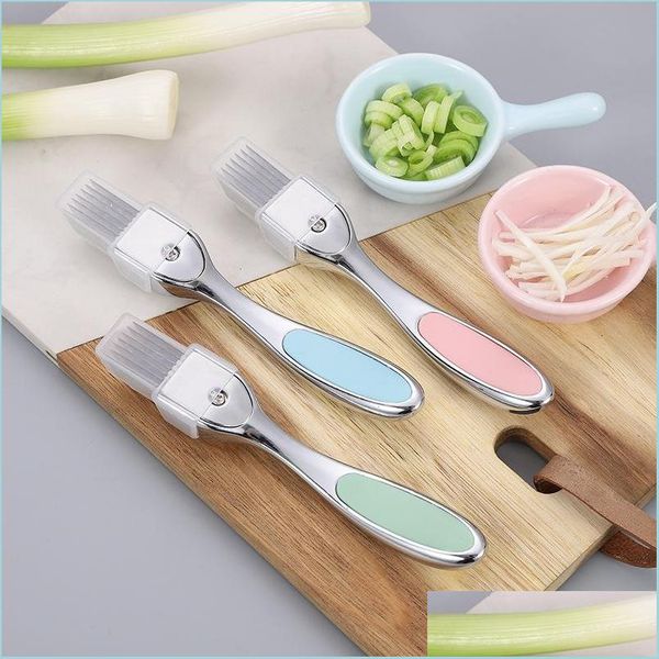 Herramientas de frutas y verduras Hogar Exquisito Cortador de cebolla de aleación de zinc Artefacto de trituración Cuchillo verde Gadget de cocina Entrega de gota 2022 H Dhrgj