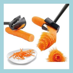 Herramientas de frutas y verduras Cocina Herramienta de frutas Cortador de verduras Zanahoria de plástico Cortadoras en espiral Pelador Dispositivo de frutas Accesorios para gadgets Cocinar Dhg1V