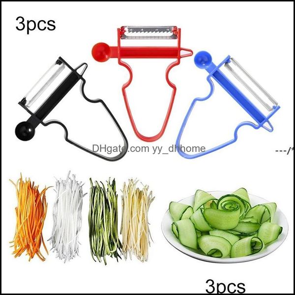 Herramientas de frutas y verduras Cocina Cocina Comedor Bar Hogar Jardín Newfruit Slicer Shredder Peeler Verduras Cortador Mti Peel Acero inoxidable B