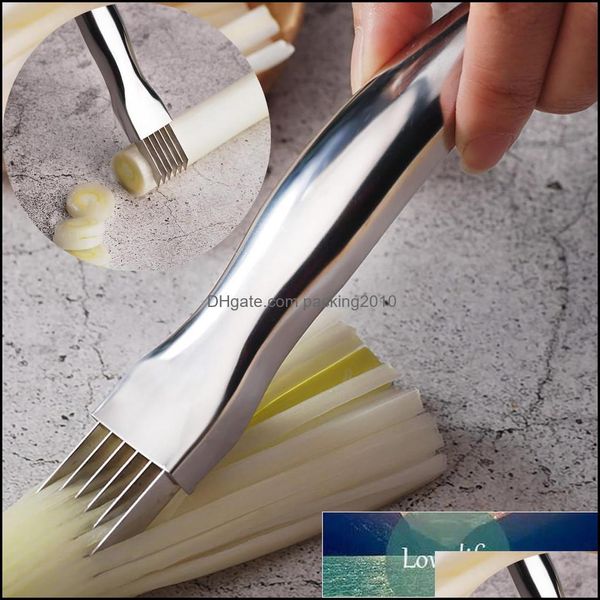 Utensili per frutta e verdura Cucina Cucina Sala da pranzo Bar Casa Giardino 1 Pz Affettatrice per cipolle in acciaio inossidabile Mti Chopper Scallion Knife Shred S