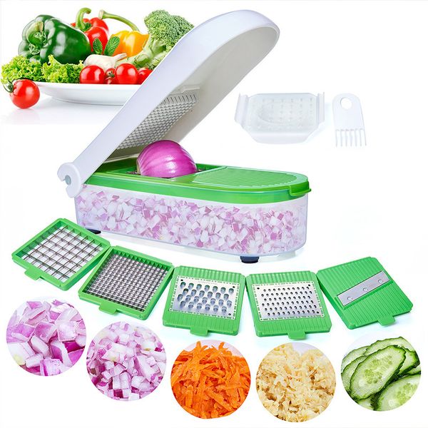 Herramientas de frutas y verduras LHS Chopper Queso Rallador Cortador de cebolla Cortador de alimentos Dicer con contenedor 5 cuchillas Pelador Gadgets de cocina 230714