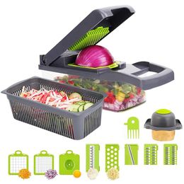 Outils de légumes fruits Lmetjma 11 en 1 Chopper Slicer Mandoline Cutter avec panier de vidange Dicer d'oignon de pomme de terre Kc0430 230525 Drop Deli Dheyv