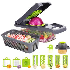 Fruit Vegetable Tools LMETJMA 11 in 1 Chopper Slicer Mandoline Cutter with Drain Basket Potato Onion Dicer KC0430 230525