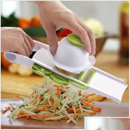 Herramientas de frutas y verduras Mandoline Peeler Rallador Cortador de verduras con 5 cuchillas de acero inoxidable Zanahoria Cebolla Slicer Cocina Homefavor Dro Oteq8