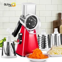 Fruit Groente Gereedschap Handmatige Roterende Kaasrasp 3 In 1 Professionele Drum Cutter Slicer Chopper Spiralizer Mandolina voor Keuken Accessorie 230802