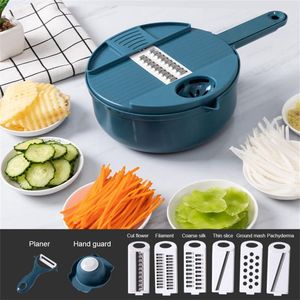 Fruit Vegetable Tools Bescherm handmatig handgesneden snipreuzen 12 in 1 groente Chopper Aardappel Radijs Cutter Rooster Multifunctionele keuken Cutter Tool 230328