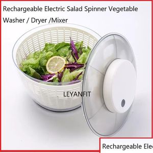 Herramientas de frutas y verduras Matic Ensalada eléctrica Spinner Coladores de alimentos Herramienta de fabricación Mtifuncional Lavadora Secadora Mezclador Drop Delivery Home Dhnhh