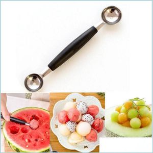 Fruitgroentegereedschap Meloen Watermeloen balschep fruit lepel ijs sorbet roestvrij staal dubbel-end kookgereedschap keuken toegang dh3yy