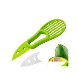 Fruits Légumes Outils Mtifunction 3In1 Avocat Trancheuse Karité Corer Beurre Éplucheur Cutter Pp Séparateur Couteau En Plastique Cuisine Drop Deli Dh3Gb