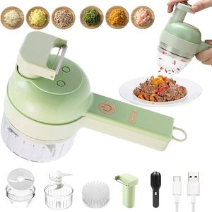 Fruit Groente Gereedschap Multifunctionele Snijder Elektrische Knoflook Ui Crusher Snijmachine Draagbare Oplaadbare Voedsel Blender Keuken Koken Gadgets 230802