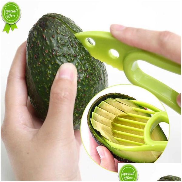 Herramientas de frutas y verduras Nuevo 3 en 1 Cortador de aguacate Shea Corer Mantequilla Pelador Cortador PP Separador Cuchillo de plástico Gadgets de cocina Tly002 Drop Otmrp