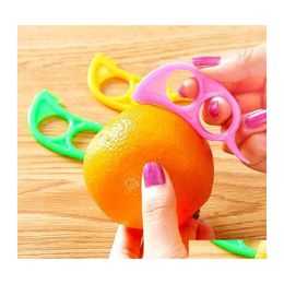 Fruitgroentegereedschap Orange Peeler Plastic snoepkleur citroen Slicer Zesters 2,5 cm x7,5 cm citrusmessnijder stripper druppel dhf3q