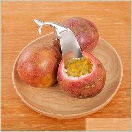 Fruit Groente Gereedschap Passie Opener Roestvrij Staal Walvis Avocado Kiwi Open Cutter Keuken Gadgets Met Lepel Drop Delivery Thuis 1208