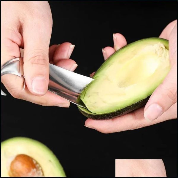 Herramientas para frutas y verduras, abridor de pasión, ballena de acero inoxidable, aguacate, kiwi, cortador abierto, utensilios de cocina con cuchara, venta al por mayor, 0910