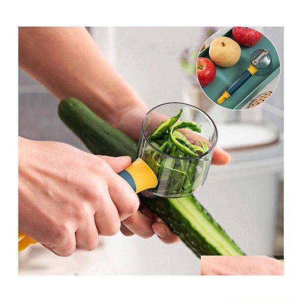 Éplucheur d'outils pour fruits et légumes.Livré avec une boîte de rangement de pelage, raboteuse multifonctionnelle pour couper et peler, livraison directe, maison jardin Otva0