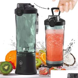 Herramientas de frutas y verduras Batidora portátil Batidora impermeable 600 ml Mezclador personal USB Soporte recargable con seis cuchillas Drop DHJBX