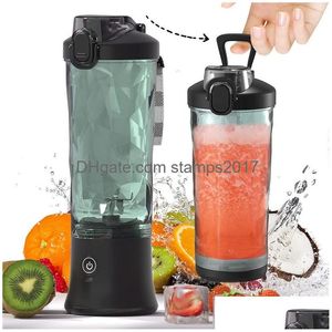 Outils de fruits et légumes Mélangeur portable Smoothie Maker Étanche 600 ml Mélangeur personnel USB Support rechargeable avec six lames Drop Dh8Pf