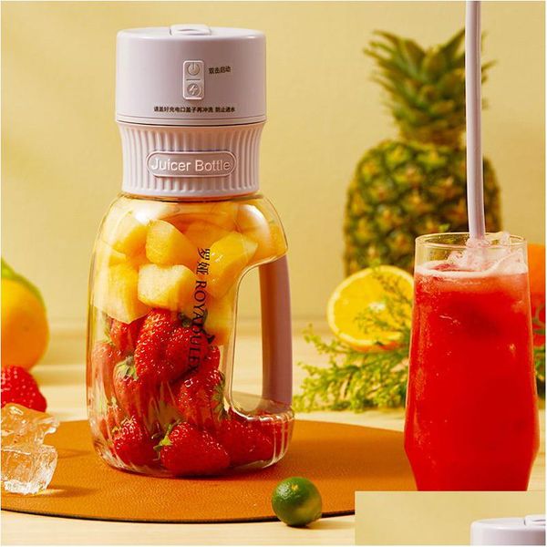 Herramientas de frutas y verduras Exprimidor eléctrico portátil 1L Taza de jugo de frutas de gran capacidad Licuadora de batidos 4000 Mah Mezcladores inalámbricos Naranja Squ Dh5Ho