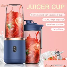 Herramientas de frutas y verduras Portátil Pequeño Exprimidor eléctrico 6 Cuchillas Taza Hogar Función MTI Jugo Matic Smoothie Blender Drop Deliver DHVRN