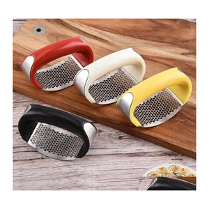 Fruitgroentegereedschap draagbare roestvrijstalen knoflook drukkool hand knoflook grinder rooster snijsten slicer keuken gadget vt067 dhwtv