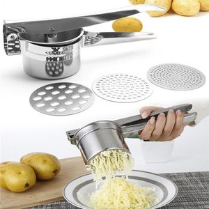 Fruit Groente Gereedschap Aardappelstampers Ricers Keuken Koken Roestvrij Staal Druk Modder Puree Pers Maker Knoflookpers 221104282x